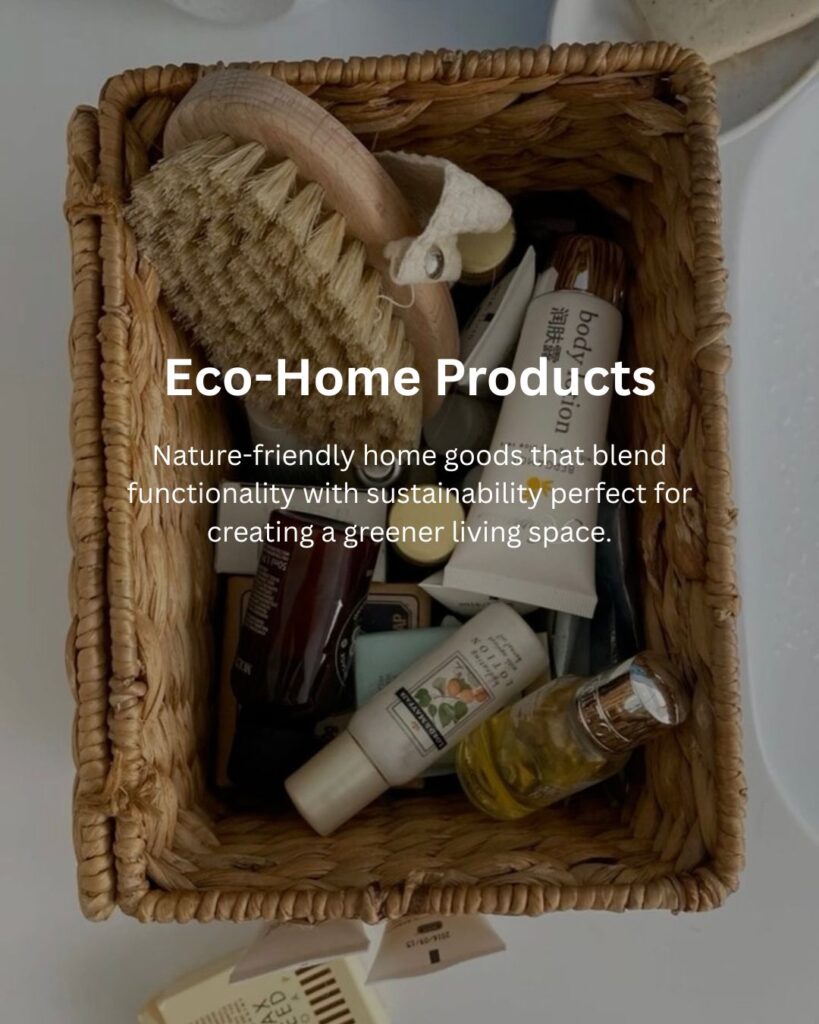 Natural home items displayed on shelf